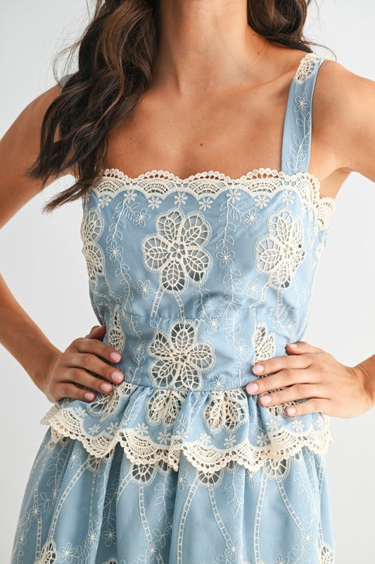 Floral Lace A-Line Midi Dress