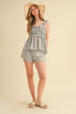 Striped Ruffle Sleeveless Top & Shorts Set